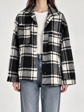 Zara Plaid Overshirt with Italian Fabric Black & White